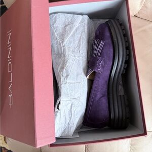 Baldinini Deep Purple Suede Tassel Platform Loafers